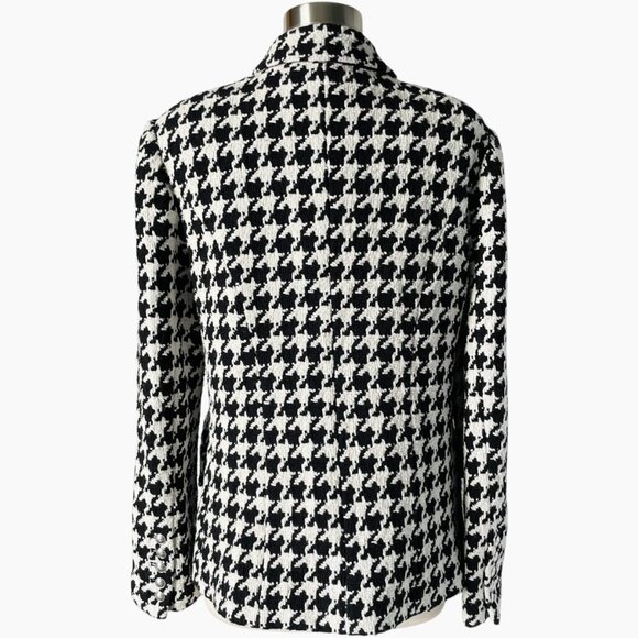L’Agence Kenzie Houndstooth Blazer Black White Tweed Size 12 - Picture 5 of 9